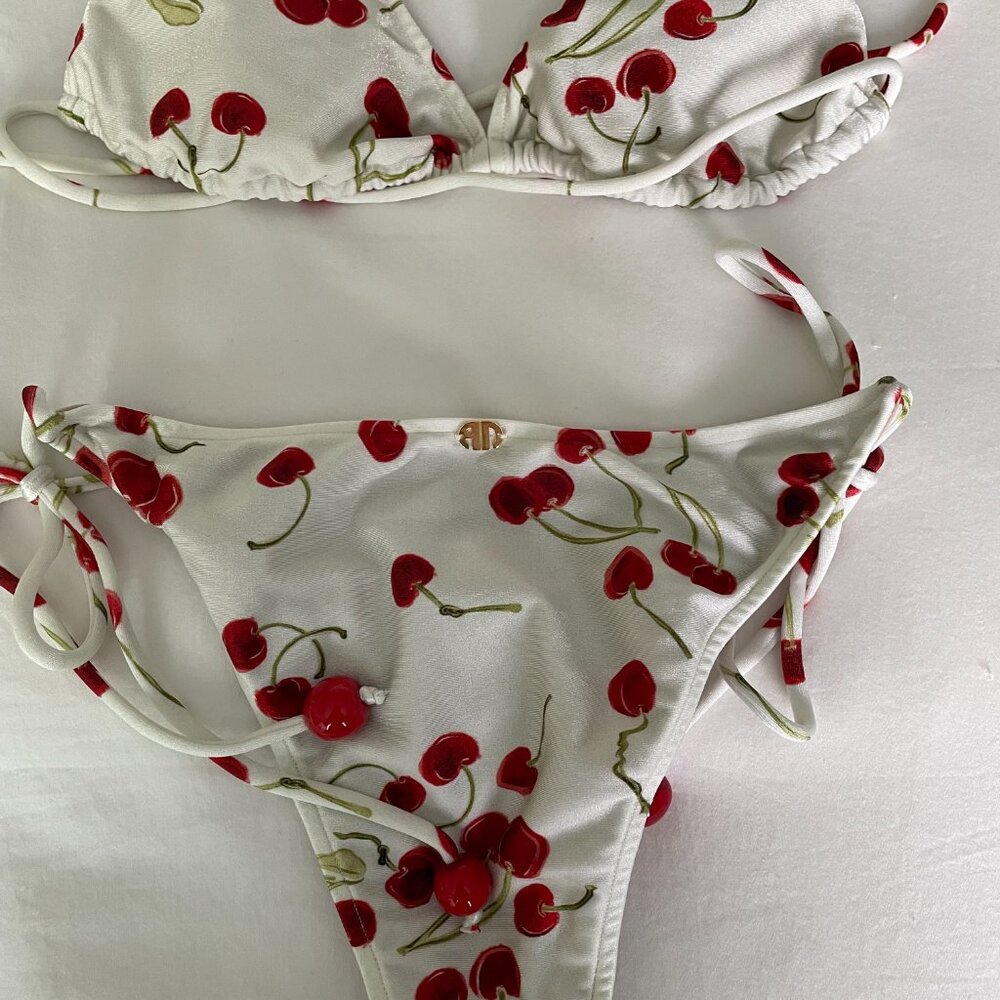 Adriana Degreas P/S Small - Cherry Bomb Triangle Bikini Top & Bottom, NEW - Picture 9 of 9